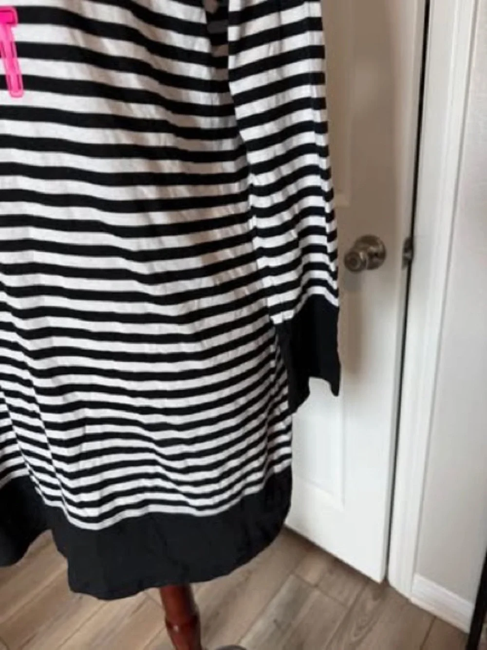 Like new Victoria's Secret Black & White Striped Tunic with Hot Pink Logo- Large